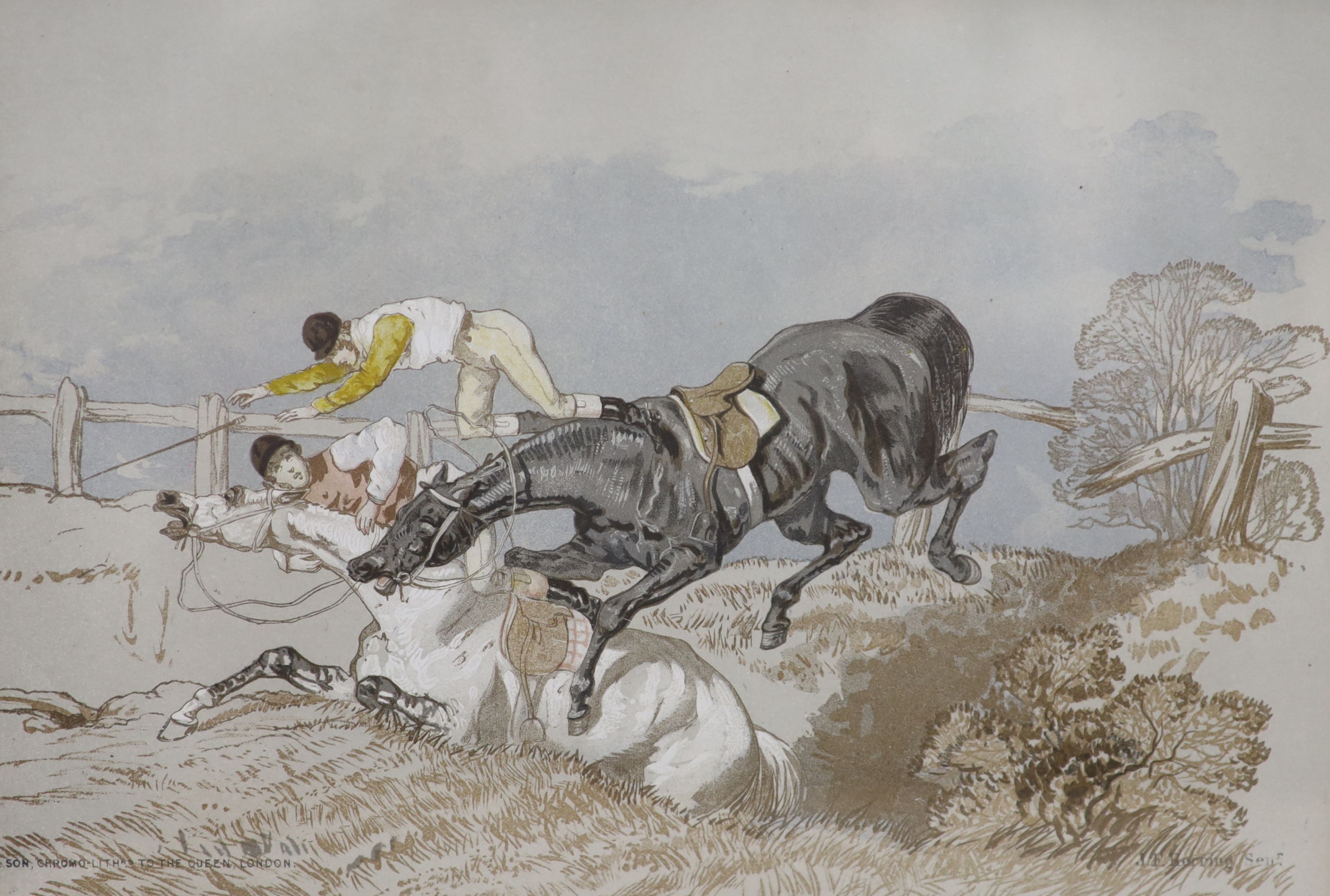 After Herring Snr., a set of four chromolithographs, Hunting scenes, 18 x 26cm